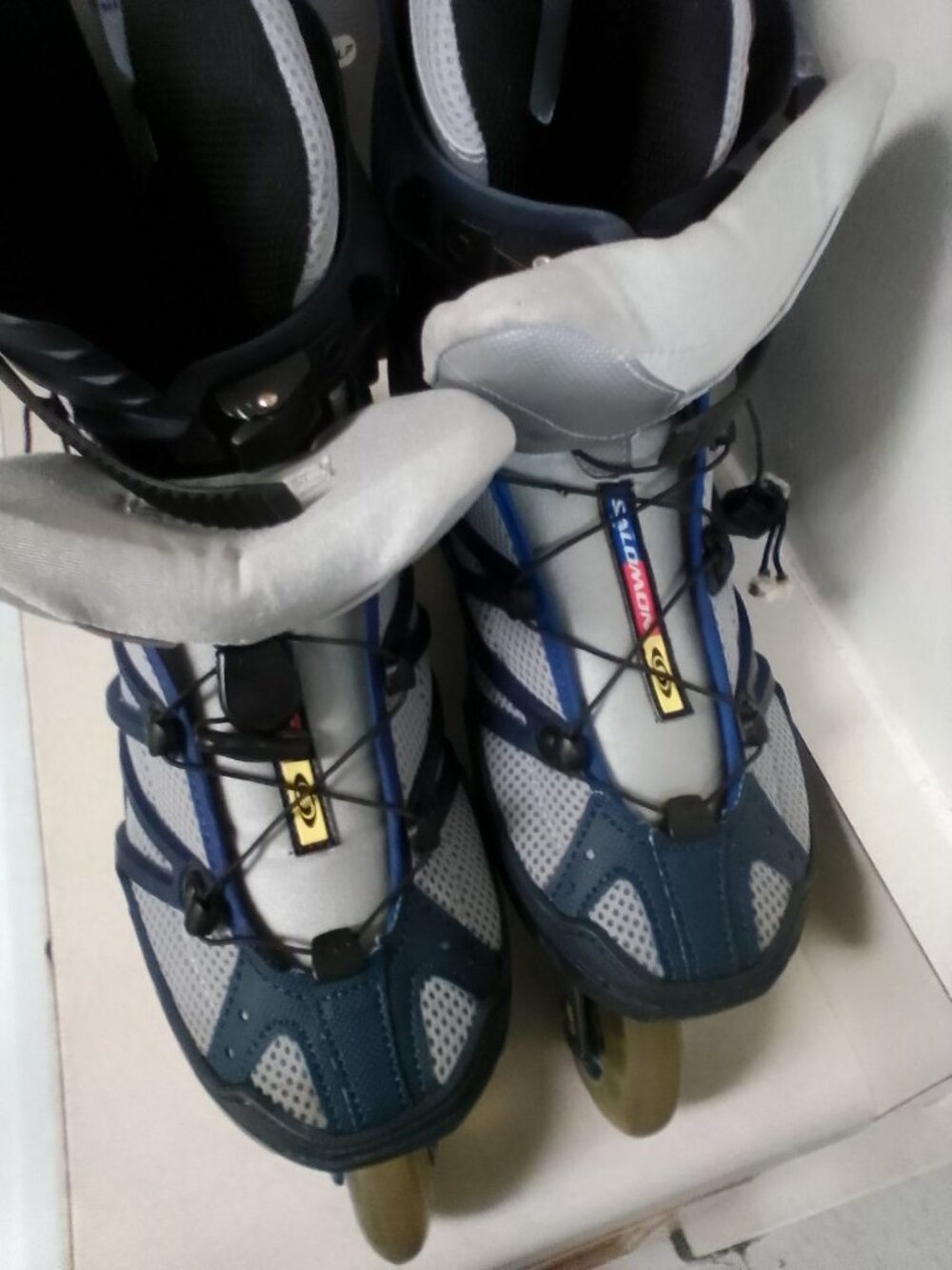 USED SALOMON DR 70 INLINE SKATES Rollerblades Womens US SIZE 10 Blue Grey